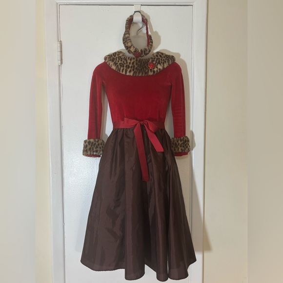 American Girl Chocolate Cherry Holiday Dress With Collar, Cuff Headband SZ 8 - Picture 10 of 14